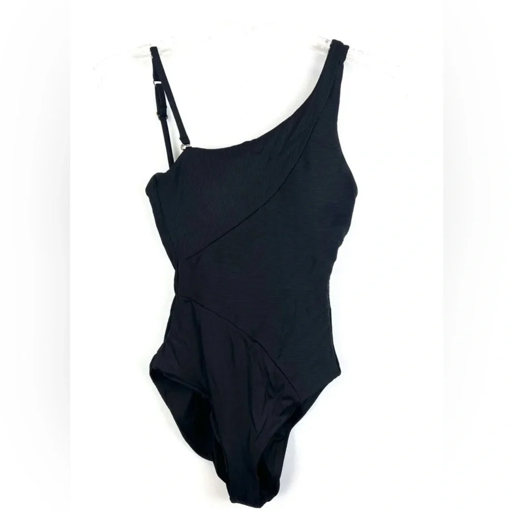 Becca Women’s Adeline Black One Shoulder One Piece Swimsuit Size Small